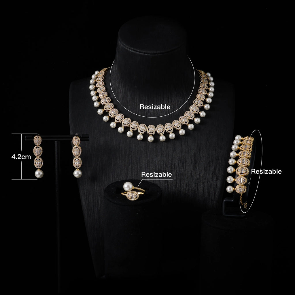 Bridal Pearl Tassel  Necklace Earring  Set