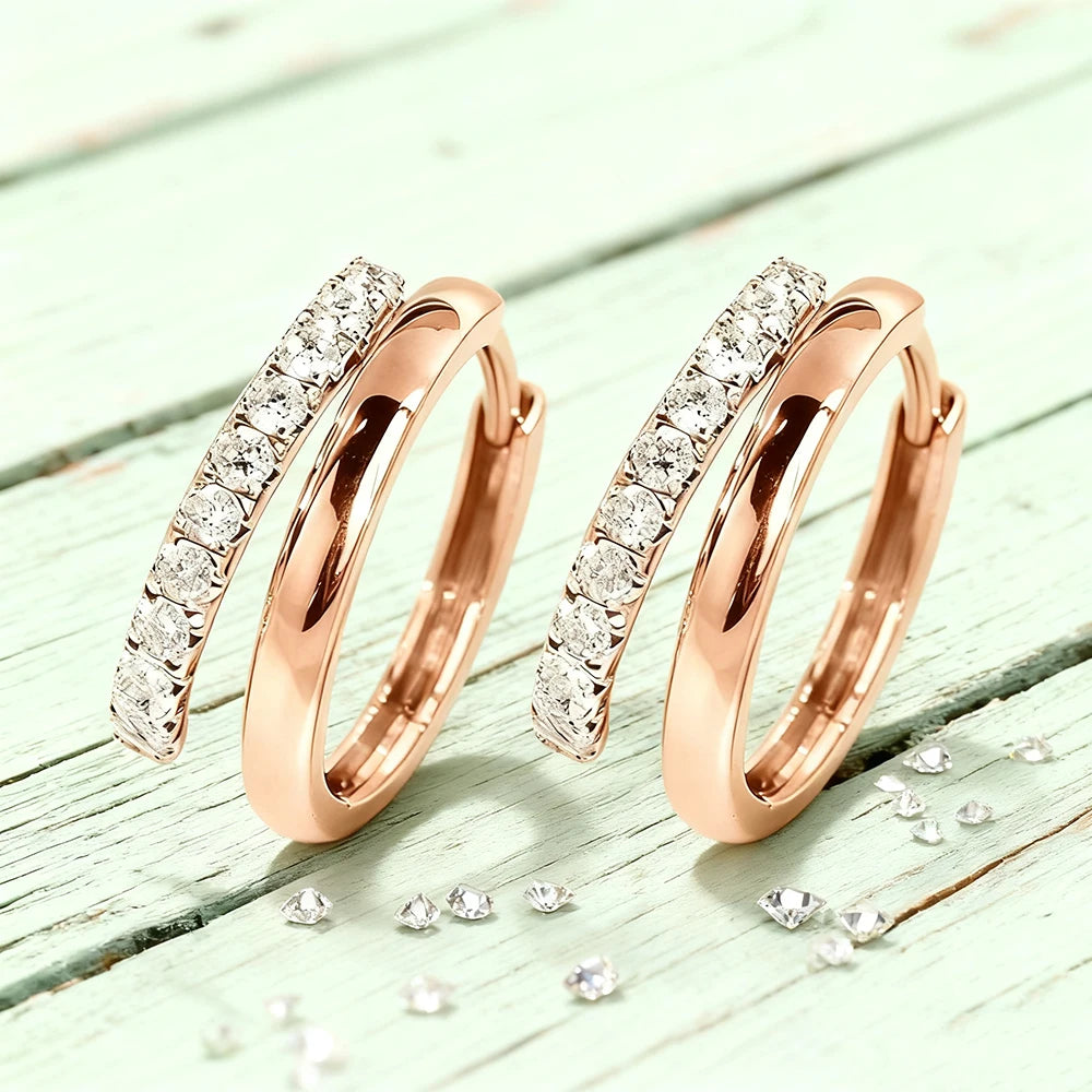 Moissanite Earrings Classic Two Hoop Ear Studs