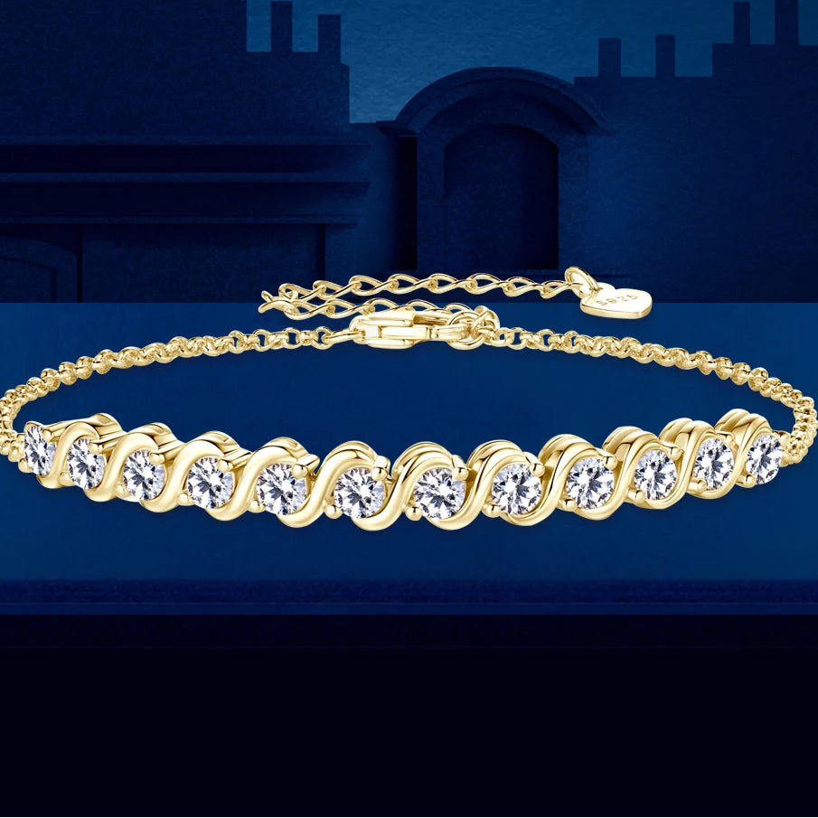 Full Moissanite Adjustable Chain Bracelet