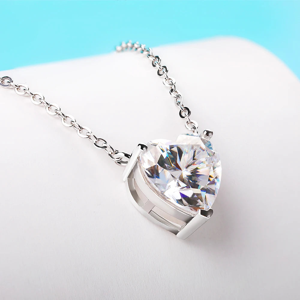 Solitaire Heart Cut Moissanite Pendant Necklace